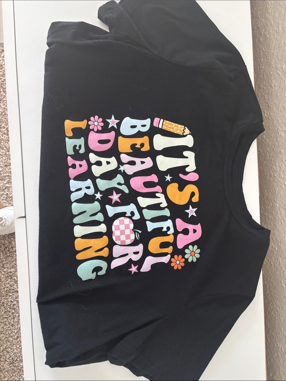 Black Graphic Tee - "It's a Beautiful Day for Learning"